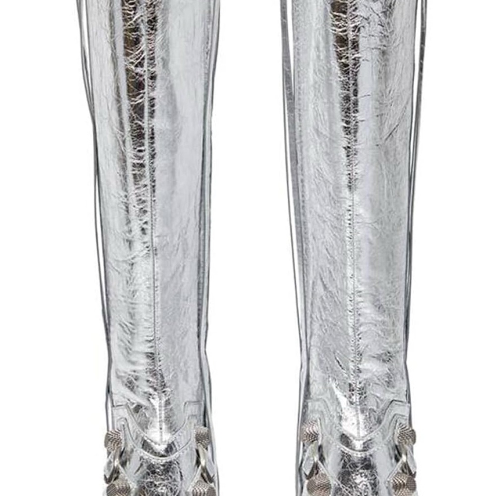 Silver Metallic Knee-High Boots balenciaga comparable